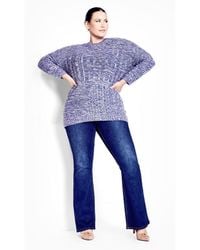 Avenue - Plus Size Charli Drop Shoulder Cable Sweater - Lyst