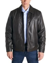 Perry Ellis - Classic Leather Jacket - Lyst