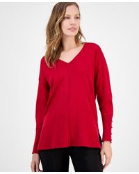 Anne Klein - Button-cuff V-neck Top - Lyst