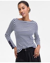 On 34th - Button-cuff Boatneck Top - Lyst