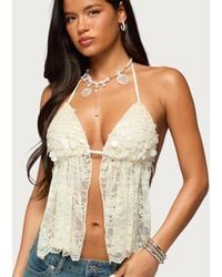 Edikted - Sequin Lace Split Front Backless Top - Lyst