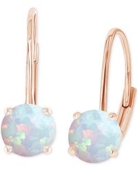 Macy's - Lab-grown Opal Polished Leverback Earrings (5/8 Ct. T.w.) - Lyst