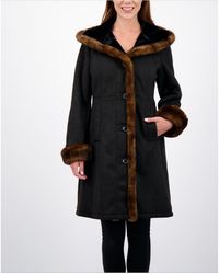 Jones New York Plus Size Hooded Faux-shearling Coat - Black