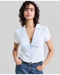 And Now This - Gingham Lace-trim Fitted Cotton Shirt - Lyst