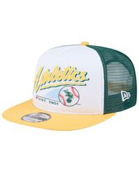KTZ - White/gold Athletics Retro Script Trucker 9fifty Snapback Hat - Lyst