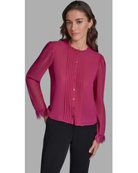 BCBGMAXAZRIA - Pleated Button-down Blouse - Lyst