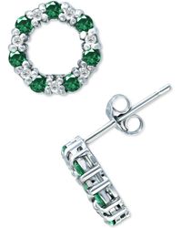 Giani Bernini Lab-created Ruby (1/2 Ct. T.w.) & Cubic Zirconia Circle Stud Earrings In Sterling Silver - Green