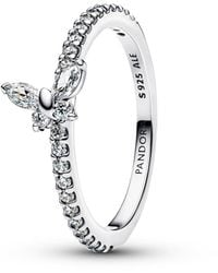 PANDORA - Sparkling Butterfly Ring - Lyst