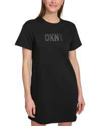 DKNY - Short-sleeve Long Logo T-shirt Dress - Lyst