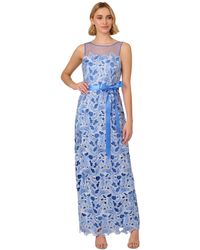 Adrianna Papell - Round-neck Tonal Lace Dress - Lyst