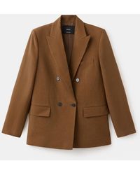 Mango - Double-breasted Linen Suit Blazer - Lyst