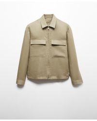 Mango - Zipper Linen Jacket - Lyst