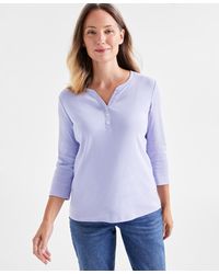 Style & Co. - Cotton 3/4-sleeve Henley Tee - Lyst