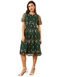 Yumi' - Embroidered Floral Skater Dress - Lyst
