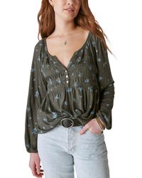 Lucky Brand - Long Sleeve Floral Smocked Top - Lyst
