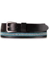 Lucky Brand - Turquoise Beaded Stripe Leather Belt - Lyst