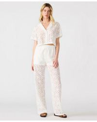 Steve Madden - Sandra Venetia Lace Button Front Shirt Wide Leg Pants - Lyst
