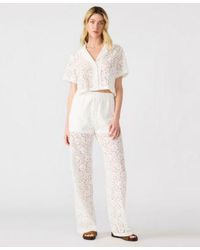 Steve Madden - Sandra Venetia Lace Button Front Shirt Wide Leg Pants - Lyst