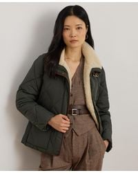 Ralph Lauren - Faux-fur-collar Diamond Quilted Jacket - Lyst