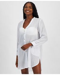J Valdi - Big Shirt Button-front Long-sleeve Swim Cover-up - Lyst