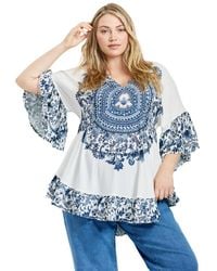 Avenue - Plus Size Frankie Frill Detail Tunic - Lyst