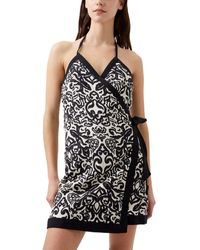French Connection - Printed Halter Sleeveless Wrap Dress - Lyst