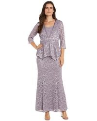 R & M Richards - Petite 2-pc. Metallic-lace Gown & Jacket Set - Lyst