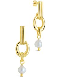 Sterling Forever - Giselle Mother Of Pearl Door Knocker Stud Earrings - Lyst