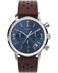 Timex - Chronograph Leather Watch - Lyst