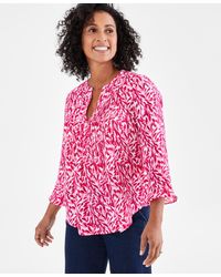 Style & Co. - Printed Pintuck Ruffle Sleeve Top - Lyst