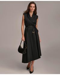 Donna Karan - Belted Sleeveless Shirt Dress - Lyst