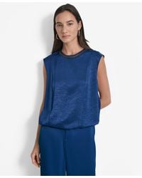 DKNY - Crinkle-texture Chain-neck Top - Lyst