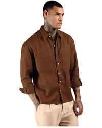 Campus Sutra - Chocolate Solid Canvas Utility Shirt - Lyst