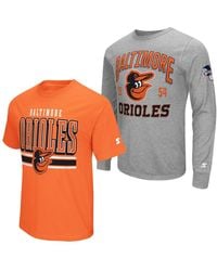 Starter - 2-pack Heather Gray/orange Baltimore Orioles Long Sleeve Short Sleeve T-shirt Set - Lyst