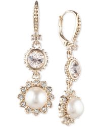 Marchesa - Crystal & Faux Pearl Double Drop Earrings - Lyst