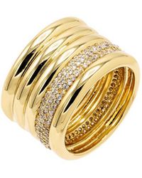 By Adina Eden - Solid And Pave Multi Row Ring - Lyst