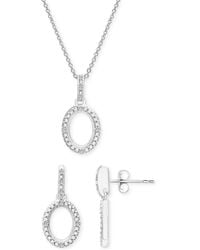 Macy's - 2-pc. Set Diamond Oval Pendant Necklace & Matching Drop Earrings (1/6 Ct. T.w. - Lyst