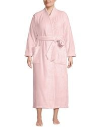 Lands' End - Plus Size Cozy Plush Long Wrap Robe - Lyst
