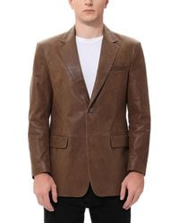 BGSD - Men Classic Two-button Distressed Leather Blazer - Lyst