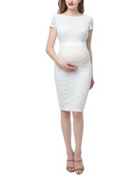 Kimi + Kai - Kimi + Kai Maternity Lace Trim Midi Dress - Lyst