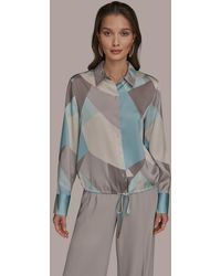 Donna Karan - Long-sleeve Drawstring Top - Lyst