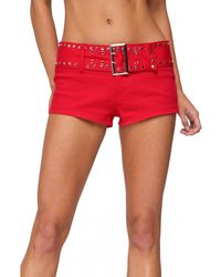 Edikted - Studded Belt Denim Micro Shorts - Lyst
