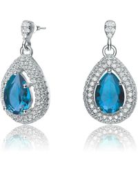 Genevive Jewelry - Sterling Silver White Gold Plated Cubic Zirconia Pear Drop Earrings - Lyst