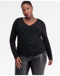 INC International Concepts - Plus Size Embellished V-neck Top - Lyst