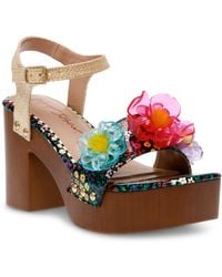 Betsey Johnson - Elayne Flower Wooden Platform Dress Sandals - Lyst