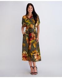 Kensie - Button-front Collared Neck Midi Shirt Dress - Lyst