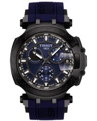 Tissot - Swiss Chronograph T-sport T-race Black Silicone Strap Watch 47.6mm - Lyst