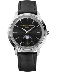 Frederique Constant - Swiss Moneta Moonphase Leather Strap Watch 37mm - Lyst