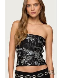 Edikted - Zelda Bead & Sequin Strapless Top - Lyst
