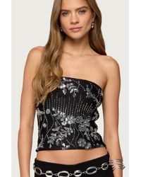 Edikted - Zelda Bead & Sequin Strapless Top - Lyst